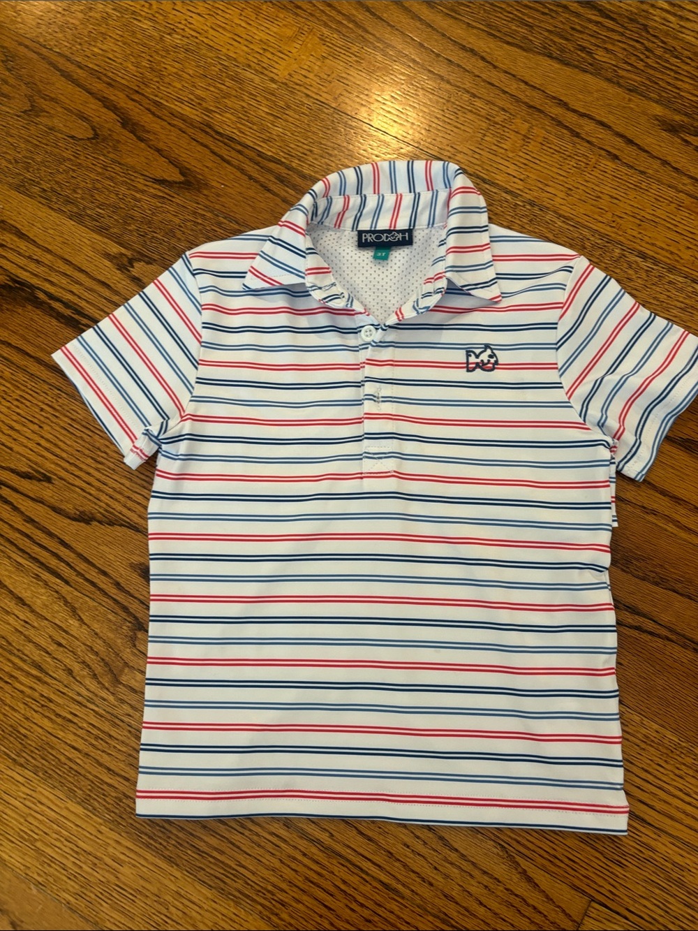 Kids' Striped Polo Shirt - white, Red & Blues
